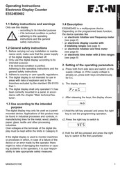 Eaton E5524E0402 Operating Instructions Manual