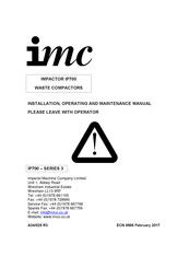 IMC IMPACTOR IP700 Installation, Operating And Maintenance Manual
