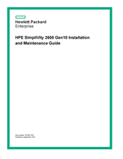 HPE SimpliVity 2600 Gen10 Installation And Maintenance Manual