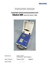 deconta Telealarm GSM Instruction Manual