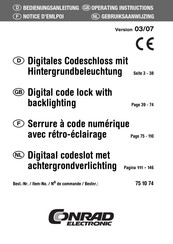Conrad Electronic 75 10 74 Operating Instructions Manual