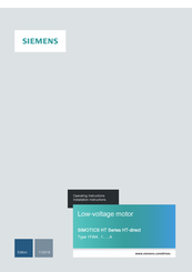 Siemens SIMOTICS HT Series Operating Instructions & Installation Instructions