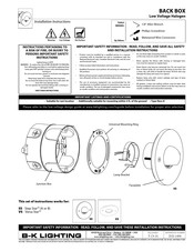 B-K Lighting BACK BOX Installation Instructions Manual