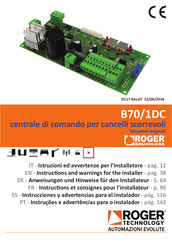 Roger B70/1DC Instruction And Warnings For The Installer