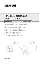 Siemens 1FT6 16 Instructions Manual