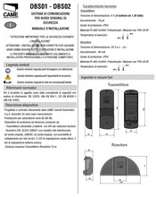 CAME DBS02 Installation Manual
