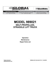 Global 989021 Operation, Maintenance, Repair Parts List