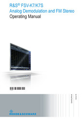 R&S FSV-K7 Operating Manual