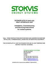 Stokvis Energy Systems ECONOPLATE H1 Installation, Commissioning And Servicing Instructions
