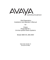 Avaya 3000 VA Site Preparation, Installation And Operator's Manual