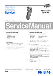 Philips Aquagenic Quadra HQ7405 Service Manual
