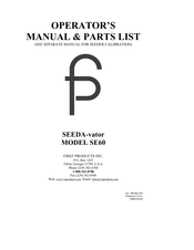 First Products SEEDA-vator SE60 Operator's Manual & Parts List