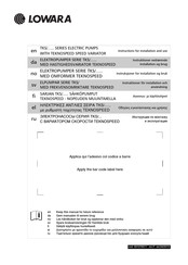 Lowara TKS/SV407F11T Manuals | ManualsLib