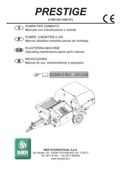 IMER PRESTIGE Operating, Maintenance, Spare Parts Manual