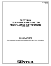 Sentex SPECTRUM Series Programming Instructions Manual
