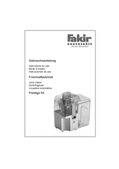 Fakir Prestige FA Instructions For Use Manual