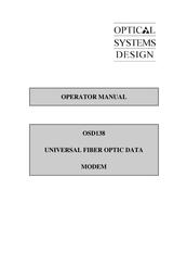 Optical Systems Design OSD138 Operator's Manual