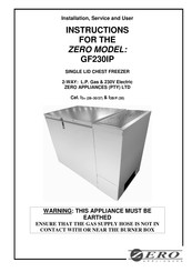 Zero Appliances GF230IP Installation, Service And User Instructions Manual