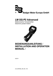 Badger Meter LM-OG-P2 Advanced Installation And Operation Manual