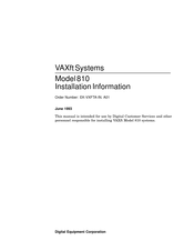Digital Equipment VAXft 810 Installation Information