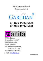 Anita GARUDAN GF-2131-443 MH/L34 User Manual And  Spare Parts List