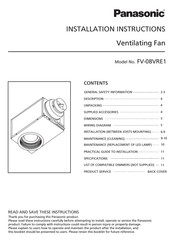 Panasonic FV-08VRE1 Installation Instructions Manual