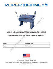 Roper Whitney U412 Operation, Parts & Maintenance Manual
