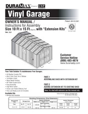 DuraMax 10x15 Ft with Extension Kit Owner's Manual