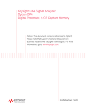 Agilent Technologies UXA N9040B Installation Note