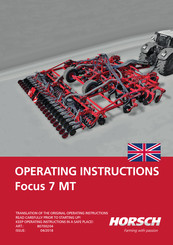 horsch Focus 7 MT Operating Instructions Manual