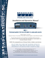 Broadcast Tools DAC-1 Installation And Operation Manual