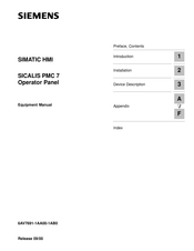 Siemens SIMATIC HMI SICALIS PMC 7 Equipment Manual
