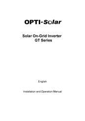 Opti-Solar GT Series Installation And Operation Manual