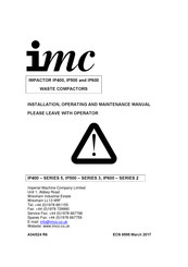 IMC IMPACTOR IP500 Installation, Operating And Maintenance Manual