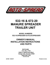 Roto-Mix Roto-Spread 532-16 Owner's Manual, Installation Instructions And Parts