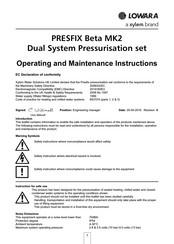 Xylem Lowara Presfix Beta MK2 Operating And Maintenance Instructions Manual