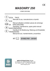 IMER MASONRY 250 Operating, Maintenance, Spare Parts Manual