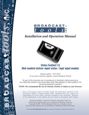 Broadcast Tools Status Sentinel 16 Installation And Operation Manual