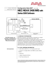 Avaya NEC NEAX 2400 IMS Configuration Note