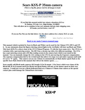 Sears KSX-P Manual