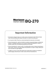 Horizon Fitness BQ-270 Manual