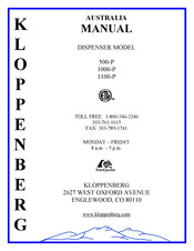 KLOPPENBERG 1100-P Manual