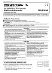 Mitsubishi Electric PAR-21MAA Installation Manual