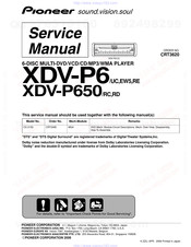 Pioneer XDV-P6 - DVD Changer - in-dash Service Manual