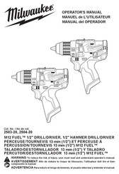 Milwaukee M12 FUEL 2503-20 Operator's Manual