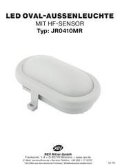 REV Ritter JR0410MR Instructions For Installation And Use Manual