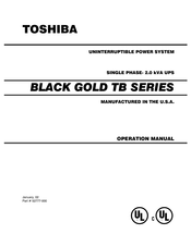 Toshiba Black Gold TB Series Operation Manual