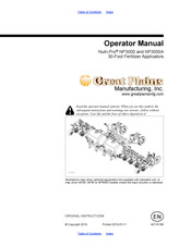 GREAT PLAINS Nutri-Pro NP3000 Operator's Manual