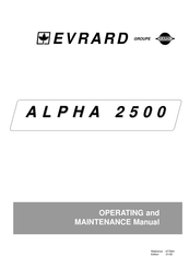 Hardi EVRARD ALPHA 2500 Operating And Maintenance Manual