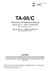 tae TA-05/C Instruction And Operation Manual